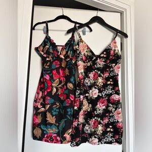 SHEIN Black Floral Midi Dresses